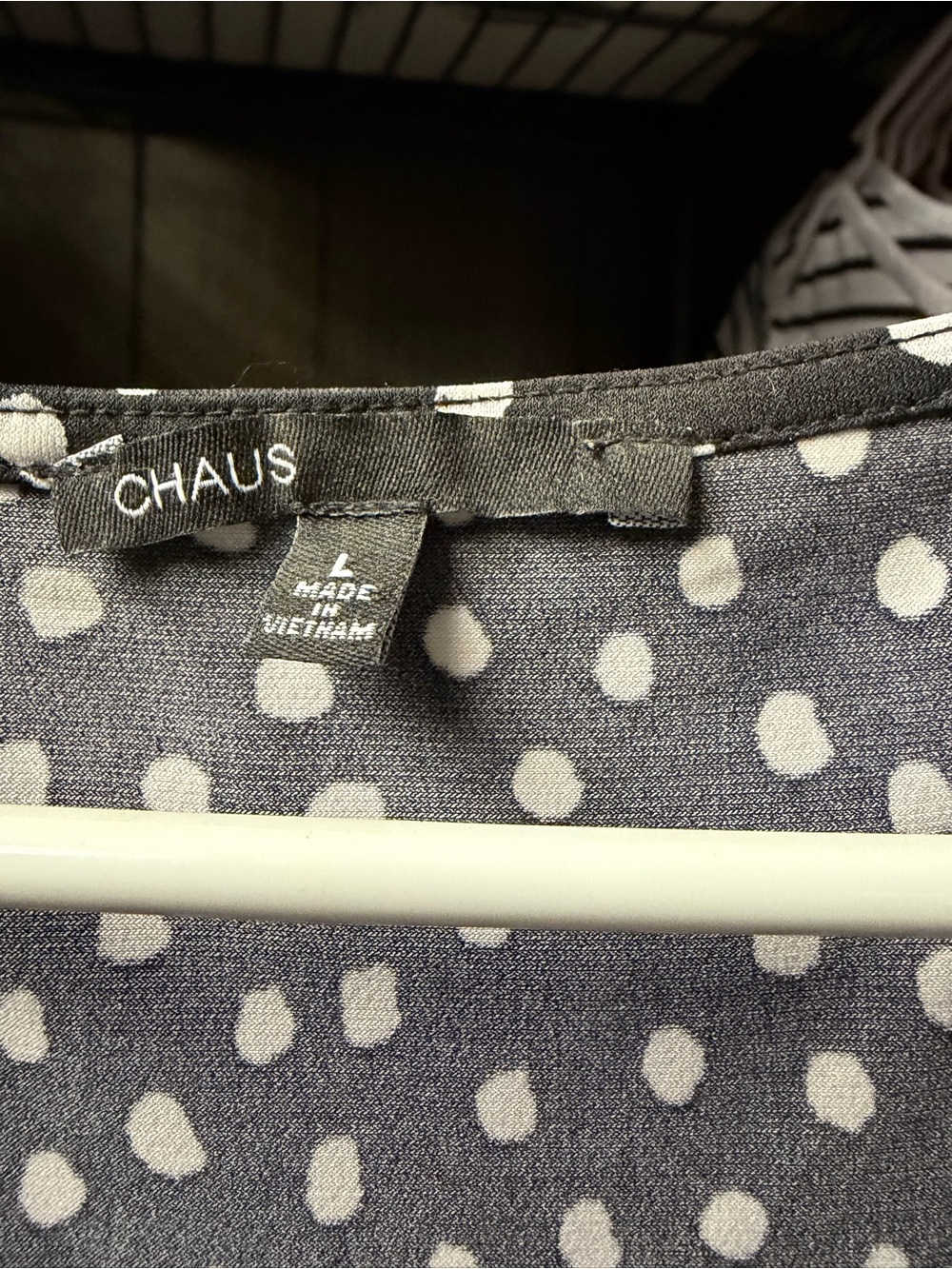 Chaus Black Top with White Polka Dots - Picture 3 of 3